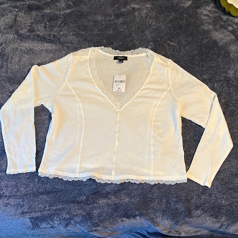 NWT Forever 21 knit shirt ivory 3X
